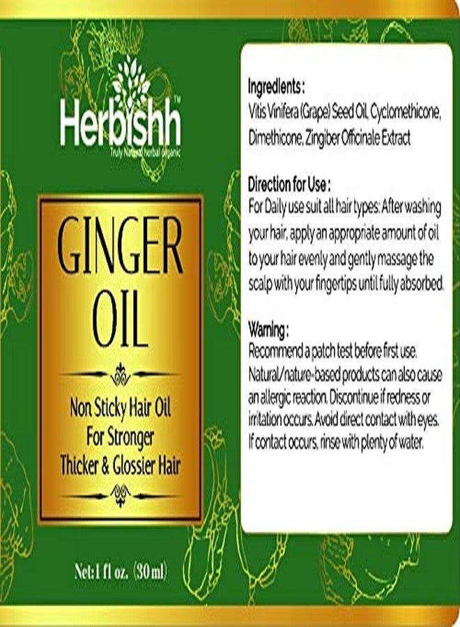 Herbishh Ginger Essential Oil (2 x 30ml) for Hair Growth, Non Sticky, Hair Growth Serum Oil for Thicker, Strong and Glossier Hair, with Dropper - Image 2